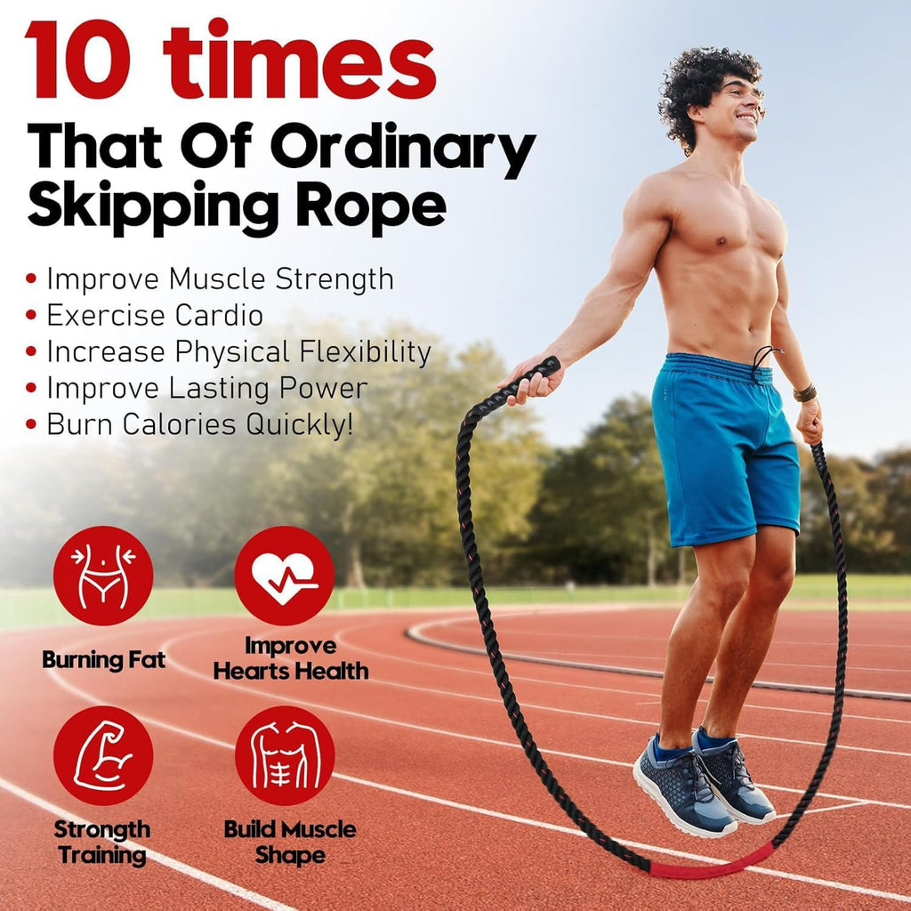 Jump Rope, Weighted Jump Rope for Men and Women | Heavy Skipping Rope for Exercise Strength and Building Muscle Training, Jumpropes for Home Gym Workout, Fitness Equipment