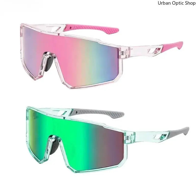 Unisex Statement Sunglasses - Colorful Mirrored 1-Piece Shield Design, Windproof UV400 Protection, Eyewear Fashion for Cycling, Beach Outfits, Driving/Ootd, Sunglasses for Women, Adult Unisex Wear, Reflective