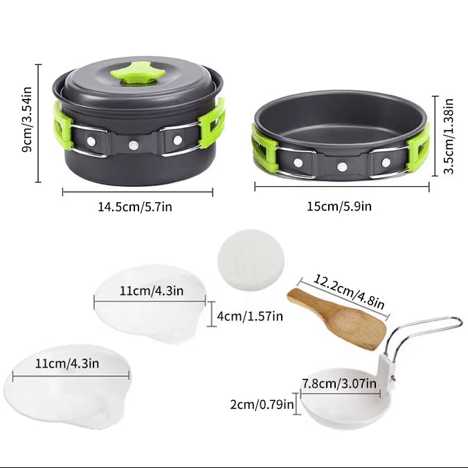 Camping Cookware Set Backpacker'S Cooking Set: Portable, Durable Outdoor Cookware with Tableware and Handy Storage Bag