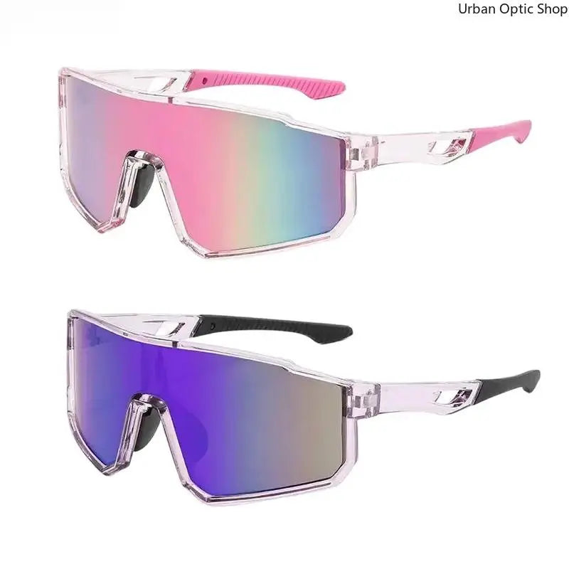 Unisex Statement Sunglasses - Colorful Mirrored 1-Piece Shield Design, Windproof UV400 Protection, Eyewear Fashion for Cycling, Beach Outfits, Driving/Ootd, Sunglasses for Women, Adult Unisex Wear, Reflective