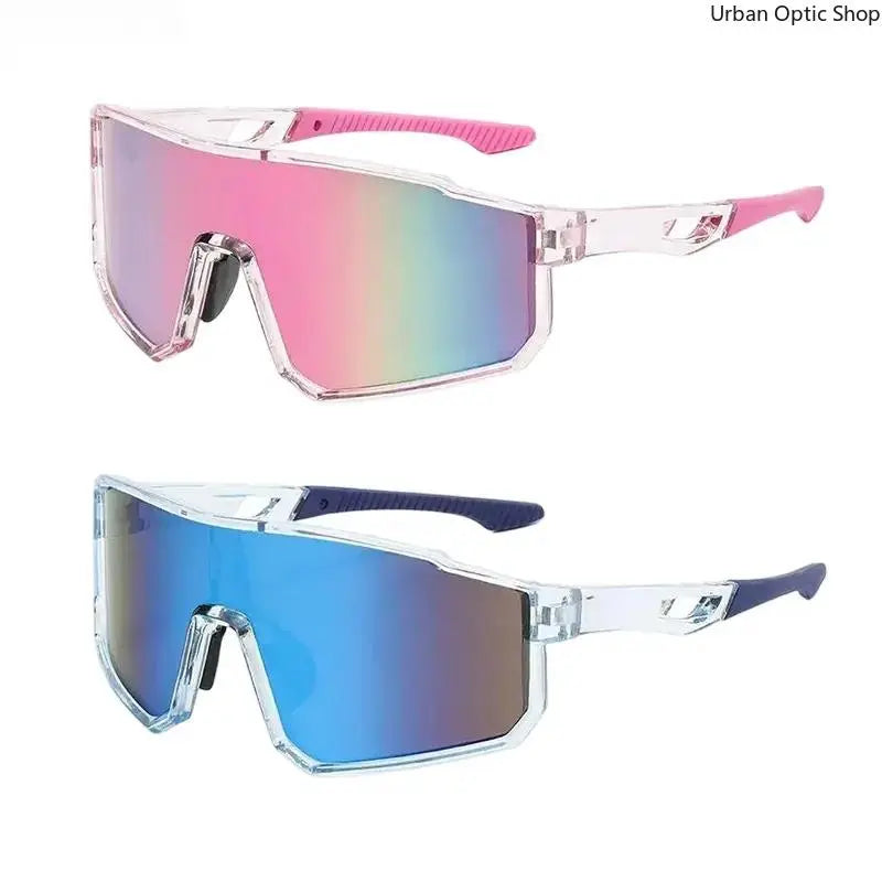 Unisex Statement Sunglasses - Colorful Mirrored 1-Piece Shield Design, Windproof UV400 Protection, Eyewear Fashion for Cycling, Beach Outfits, Driving/Ootd, Sunglasses for Women, Adult Unisex Wear, Reflective
