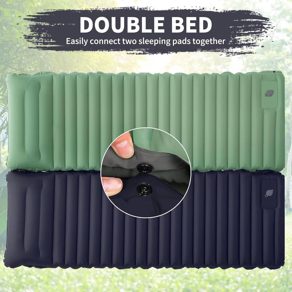 Outdoor Camping Sleeping Pad Inflatable Mattress with Pillows Ultralight Air Mat Built-In Inflator Pump Travel Hiking