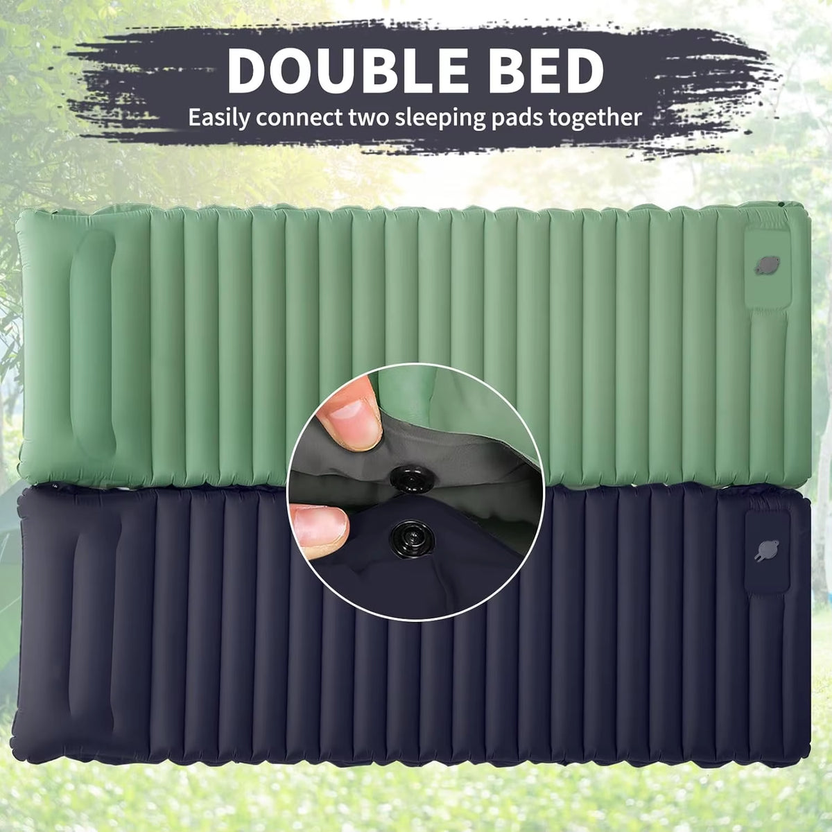 Outdoor Camping Sleeping Pad Inflatable Mattress with Pillows Ultralight Air Mat Built-In Inflator Pump Travel Hiking