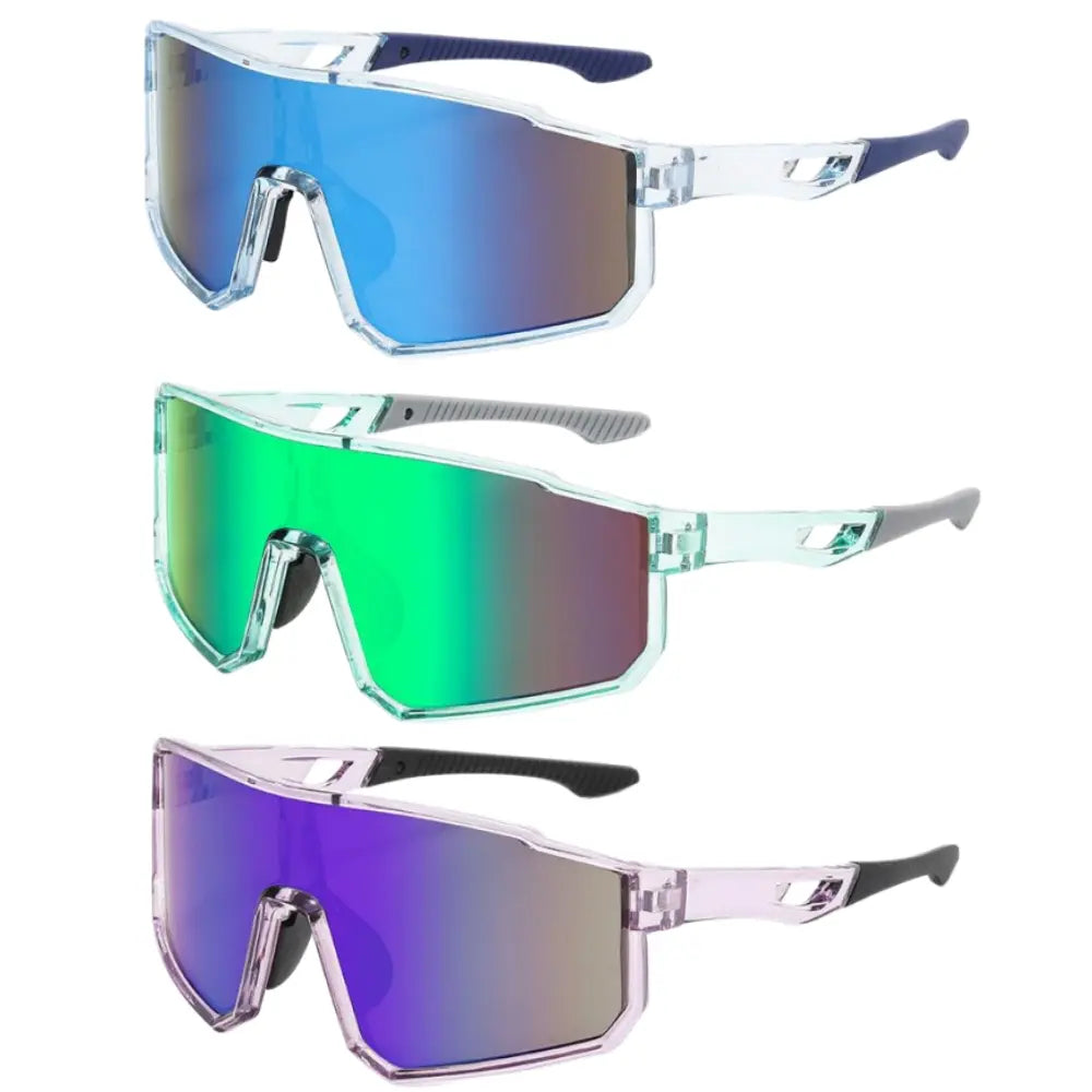 Unisex Statement Sunglasses - Colorful Mirrored 1-Piece Shield Design, Windproof UV400 Protection, Eyewear Fashion for Cycling, Beach Outfits, Driving/Ootd, Sunglasses for Women, Adult Unisex Wear, Reflective