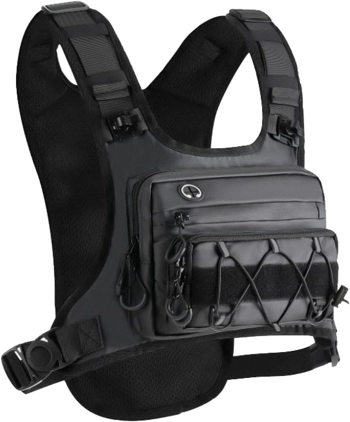 Tractical Chest Holster Bag for Men Women, Waterproof Running Pack Hydration Backpack Adjustable for Fishing Cycling Hiking Marathon Jogging Trail Race (Black)