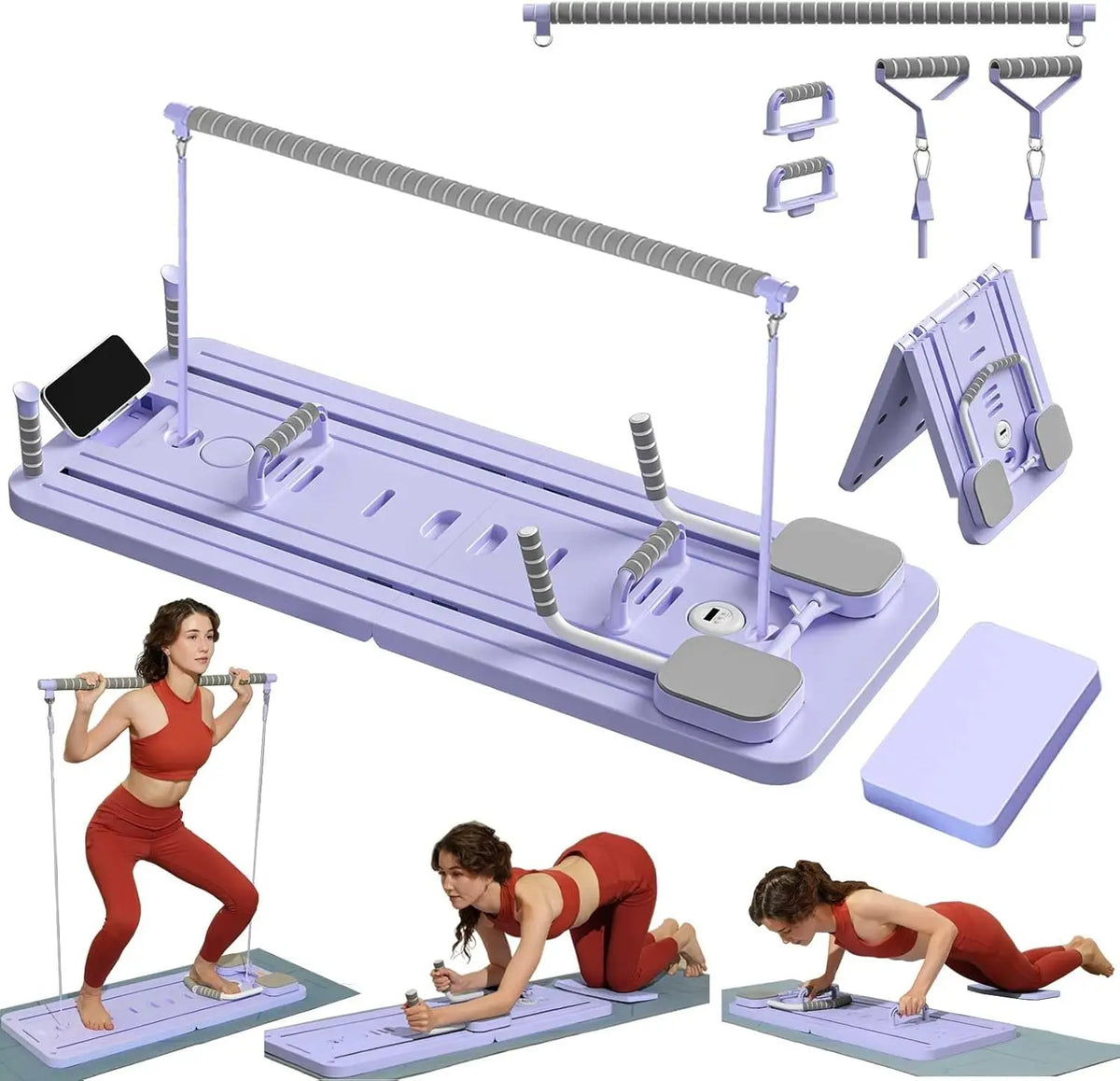 Multifunctional Pilates Board Abs Abdominal Exercise Board Fitness Resistance Bands Rebound Leg Arm Back Train for Home Office