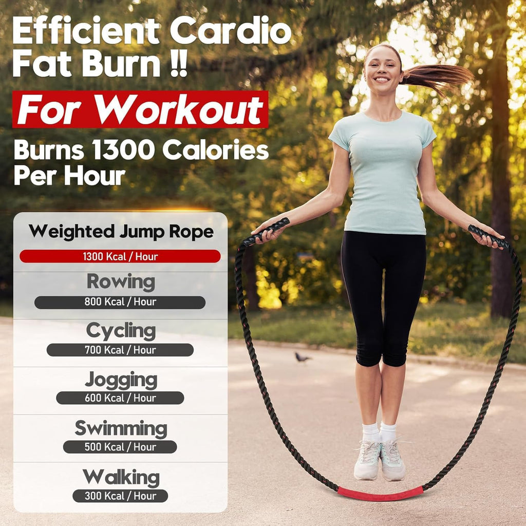 Jump Rope, Weighted Jump Rope for Men and Women | Heavy Skipping Rope for Exercise Strength and Building Muscle Training, Jumpropes for Home Gym Workout, Fitness Equipment