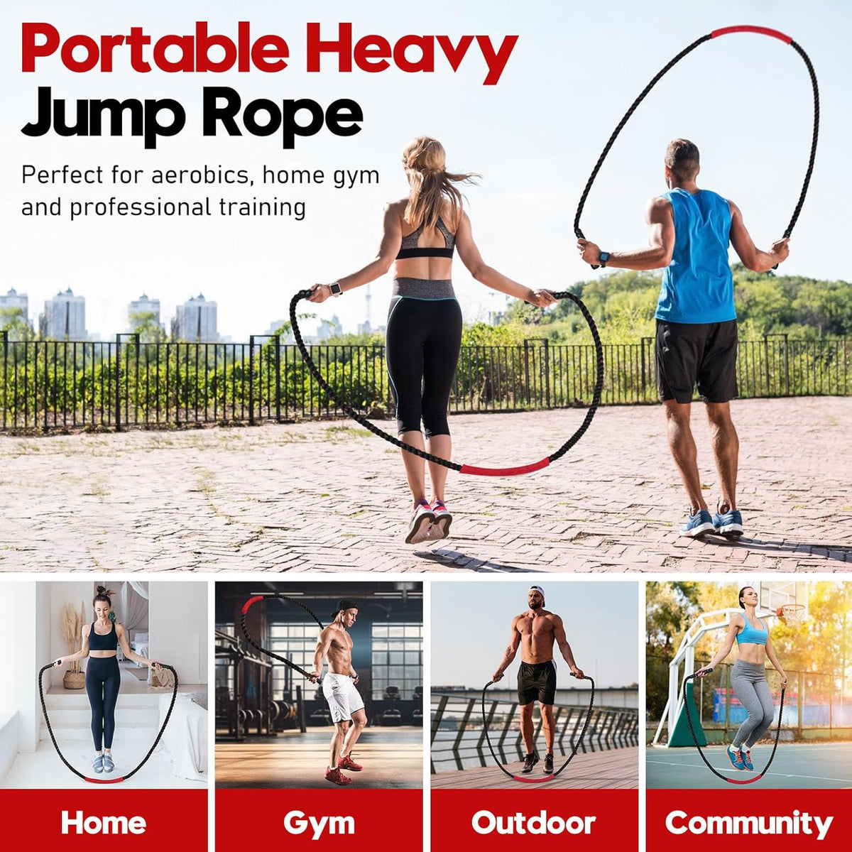 Jump Rope, Weighted Jump Rope for Men and Women | Heavy Skipping Rope for Exercise Strength and Building Muscle Training, Jumpropes for Home Gym Workout, Fitness Equipment