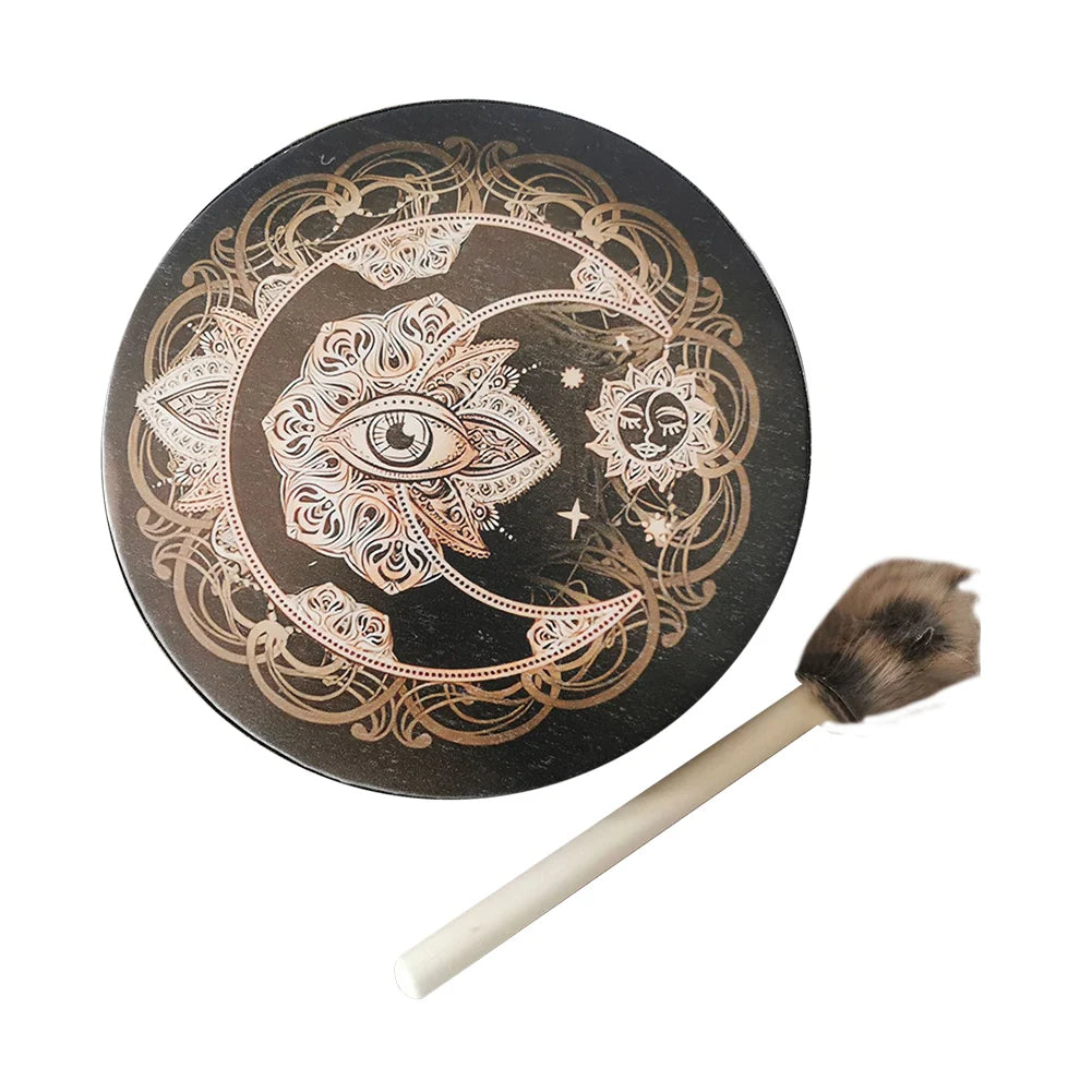 Alchemical Moon Drum Desktop Ornament Fashion Shaman Drum Tree of Life Sound Healing Tool for Family Friends Best Gift