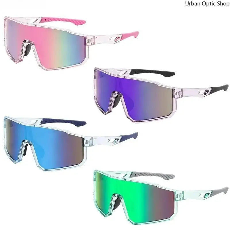 Unisex Statement Sunglasses - Colorful Mirrored 1-Piece Shield Design, Windproof UV400 Protection, Eyewear Fashion for Cycling, Beach Outfits, Driving/Ootd, Sunglasses for Women, Adult Unisex Wear, Reflective