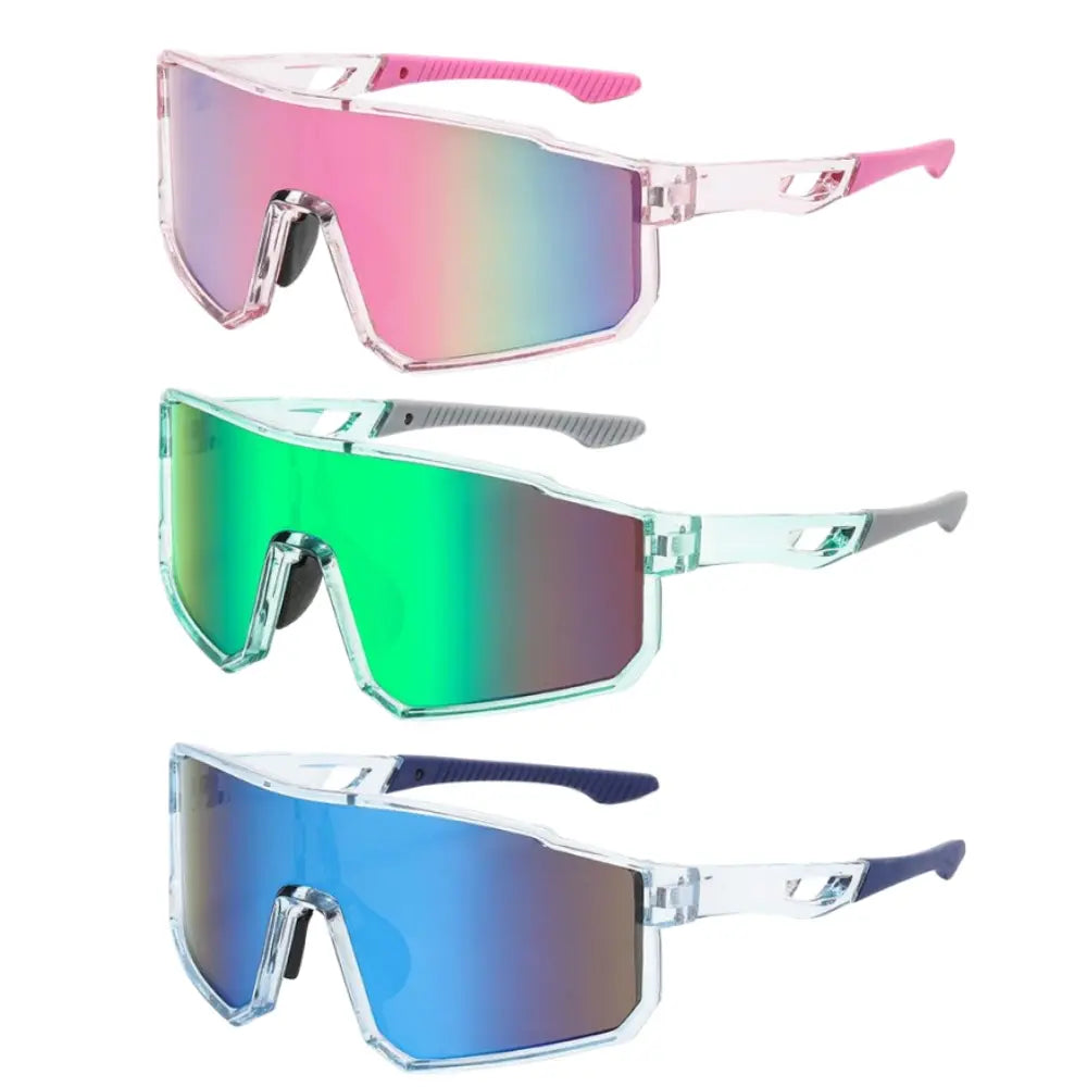 Unisex Statement Sunglasses - Colorful Mirrored 1-Piece Shield Design, Windproof UV400 Protection, Eyewear Fashion for Cycling, Beach Outfits, Driving/Ootd, Sunglasses for Women, Adult Unisex Wear, Reflective