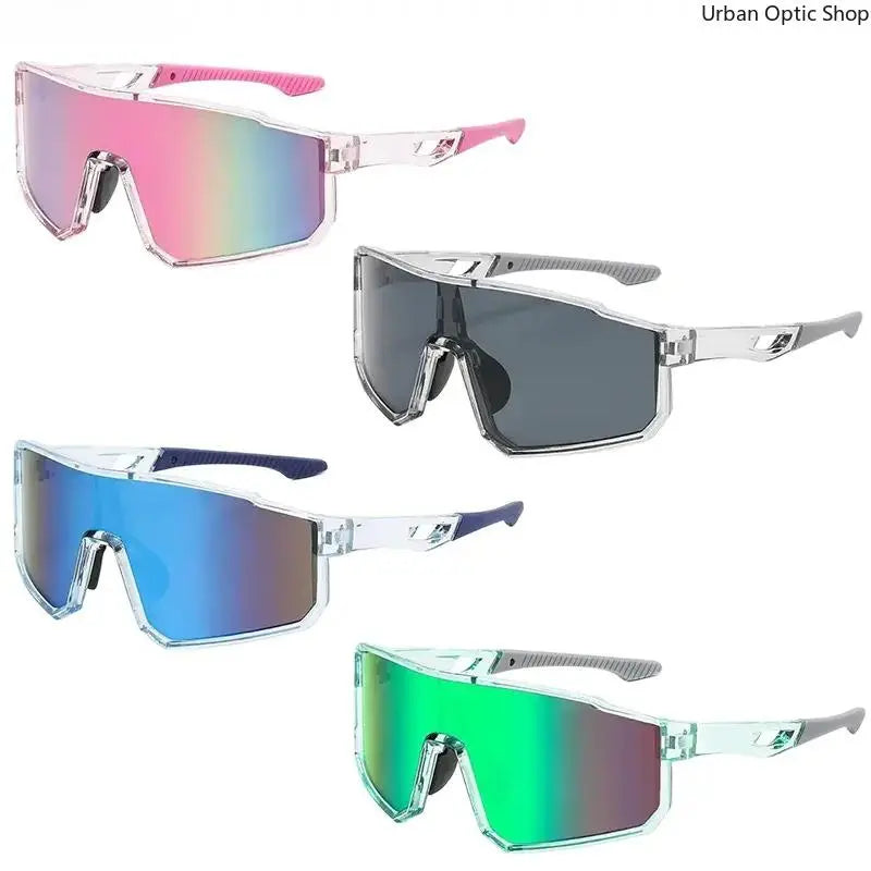 Unisex Statement Sunglasses - Colorful Mirrored 1-Piece Shield Design, Windproof UV400 Protection, Eyewear Fashion for Cycling, Beach Outfits, Driving/Ootd, Sunglasses for Women, Adult Unisex Wear, Reflective