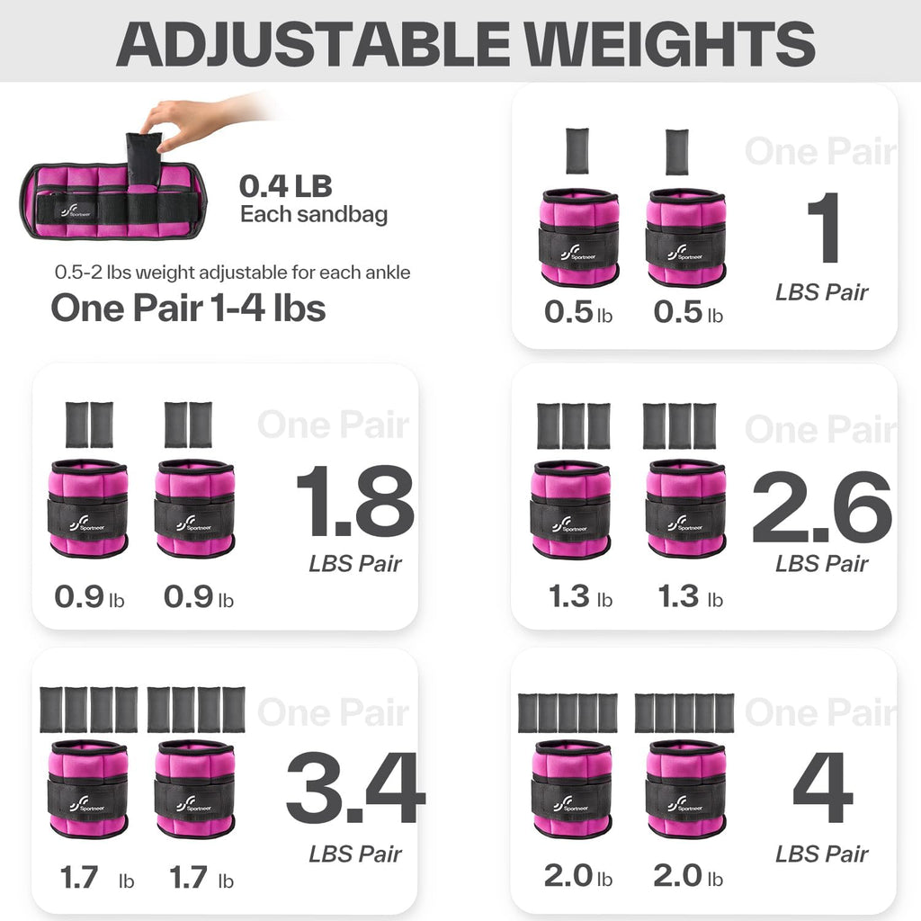 Adjustable Ankle and Wrist Weights for Women Pair of 4Lb/13Lb