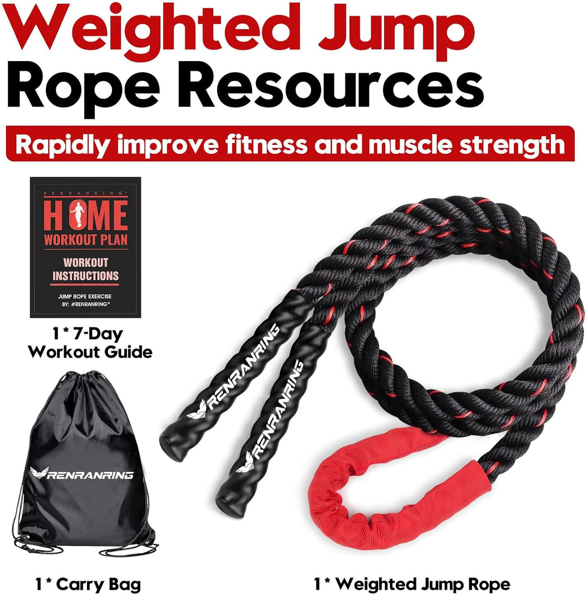 Jump Rope, Weighted Jump Rope for Men and Women | Heavy Skipping Rope for Exercise Strength and Building Muscle Training, Jumpropes for Home Gym Workout, Fitness Equipment