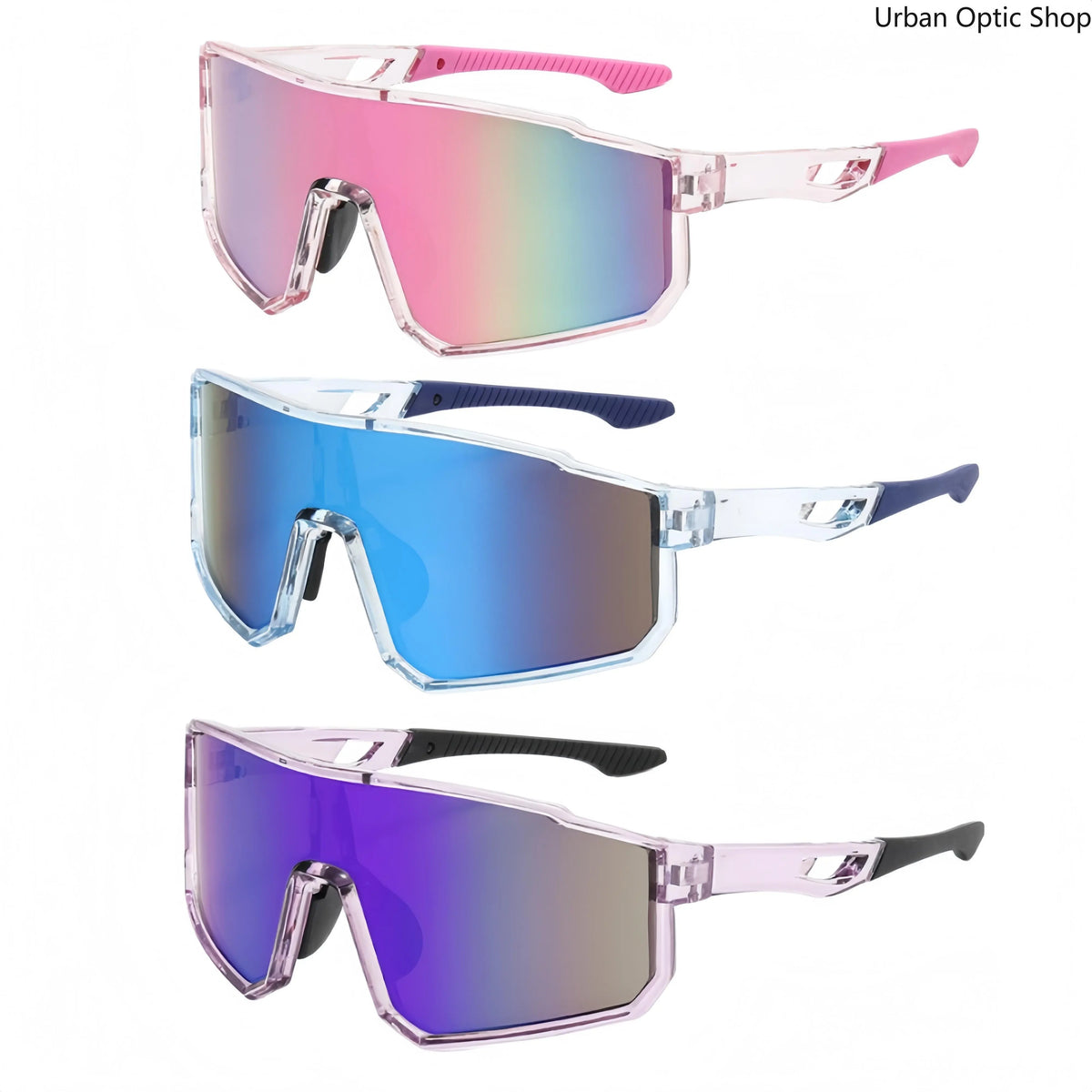 Unisex Statement Sunglasses - Colorful Mirrored 1-Piece Shield Design, Windproof UV400 Protection, Eyewear Fashion for Cycling, Beach Outfits, Driving/Ootd, Sunglasses for Women, Adult Unisex Wear, Reflective