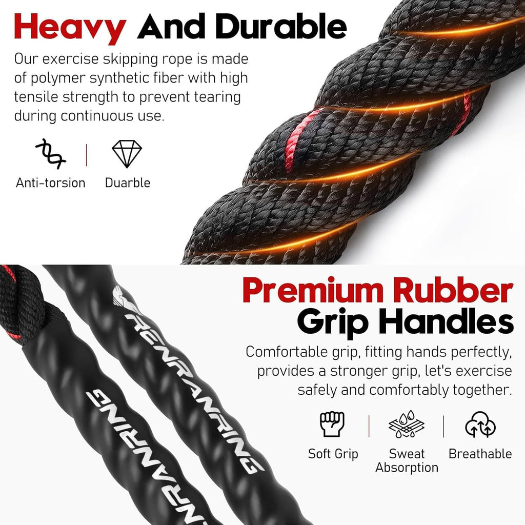 Jump Rope, Weighted Jump Rope for Men and Women | Heavy Skipping Rope for Exercise Strength and Building Muscle Training, Jumpropes for Home Gym Workout, Fitness Equipment
