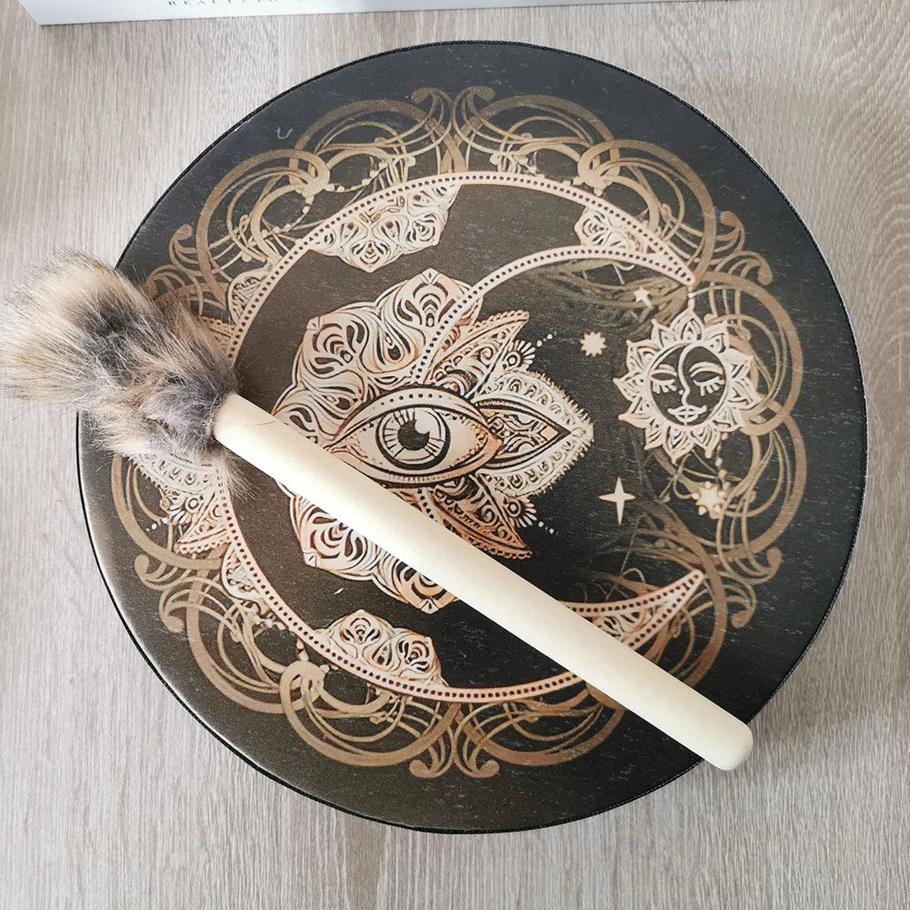 Alchemical Moon Drum Desktop Ornament Fashion Shaman Drum Tree of Life Sound Healing Tool for Family Friends Best Gift