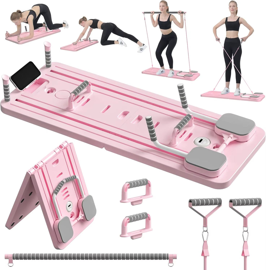 Multifunctional Pilates Board Abs Abdominal Exercise Board Fitness Resistance Bands Rebound Leg Arm Back Train for Home Office