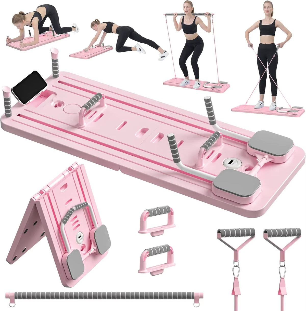Multifunctional Pilates Board Abs Abdominal Exercise Board Fitness Resistance Bands Rebound Leg Arm Back Train for Home Office