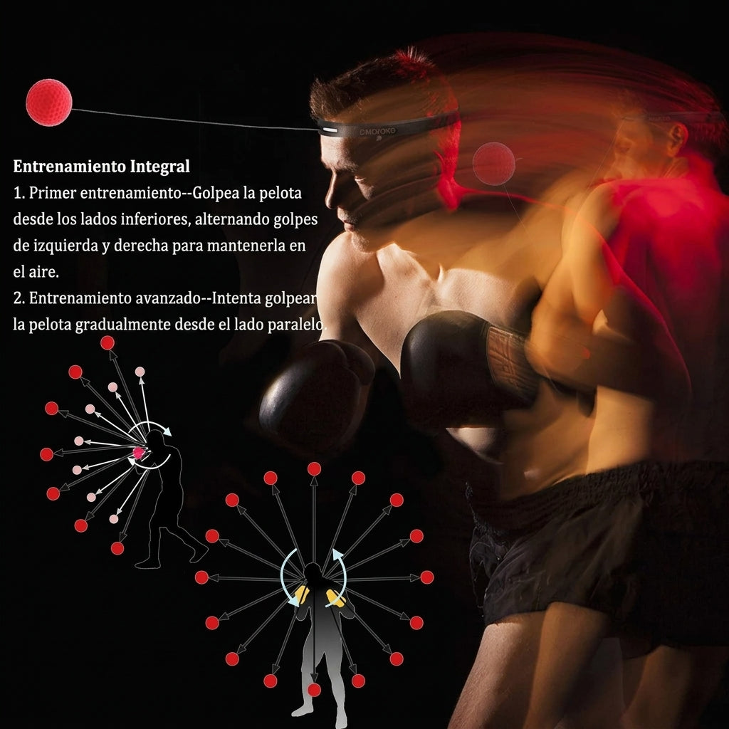 Pelota de reflejos para boxeo con cinta para la cabeza | Entrena velocidad y coordinación