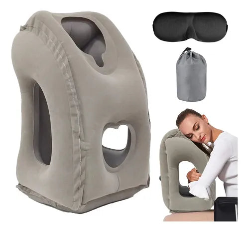 Almohada de viaje inflable con soporte para cuello y mentón | Descansa cómodamente en cualquier lugar
