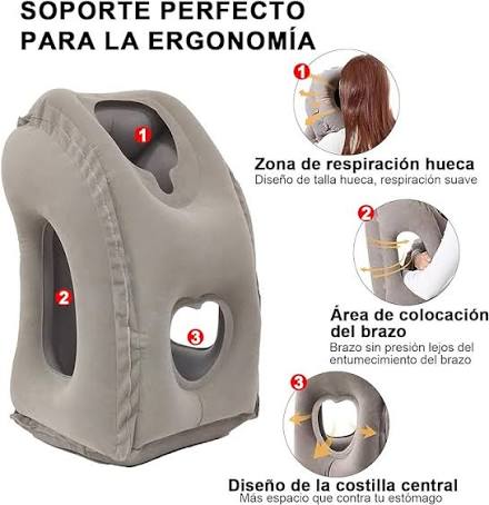 Almohada de viaje inflable con soporte para cuello y mentón | Descansa cómodamente en cualquier lugar