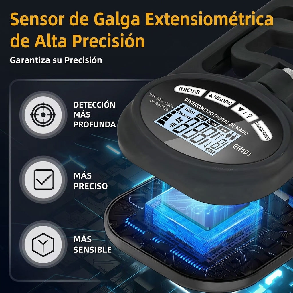 Dinamómetro digital de mano | Mide tu fuerza de agarre con precisión