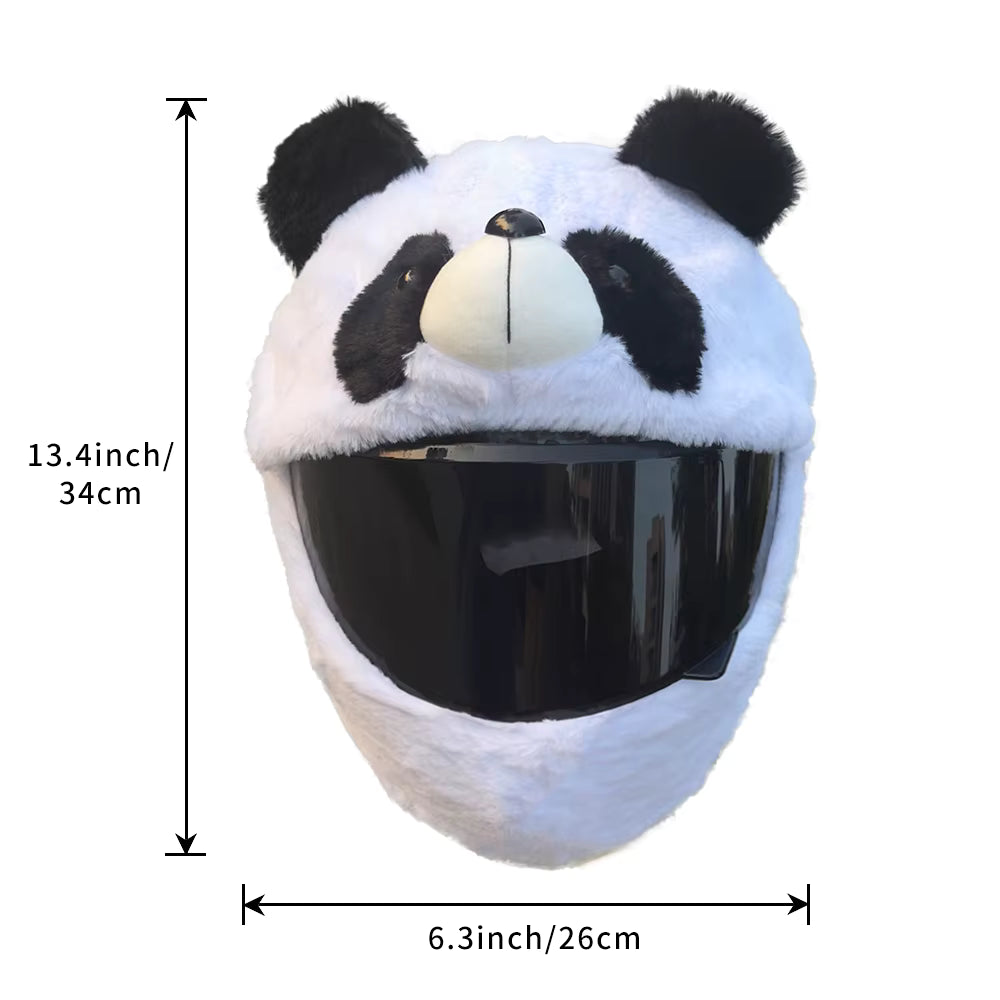 Funda de felpa para casco de motocicleta con diseño de panda | Protección y estilo único