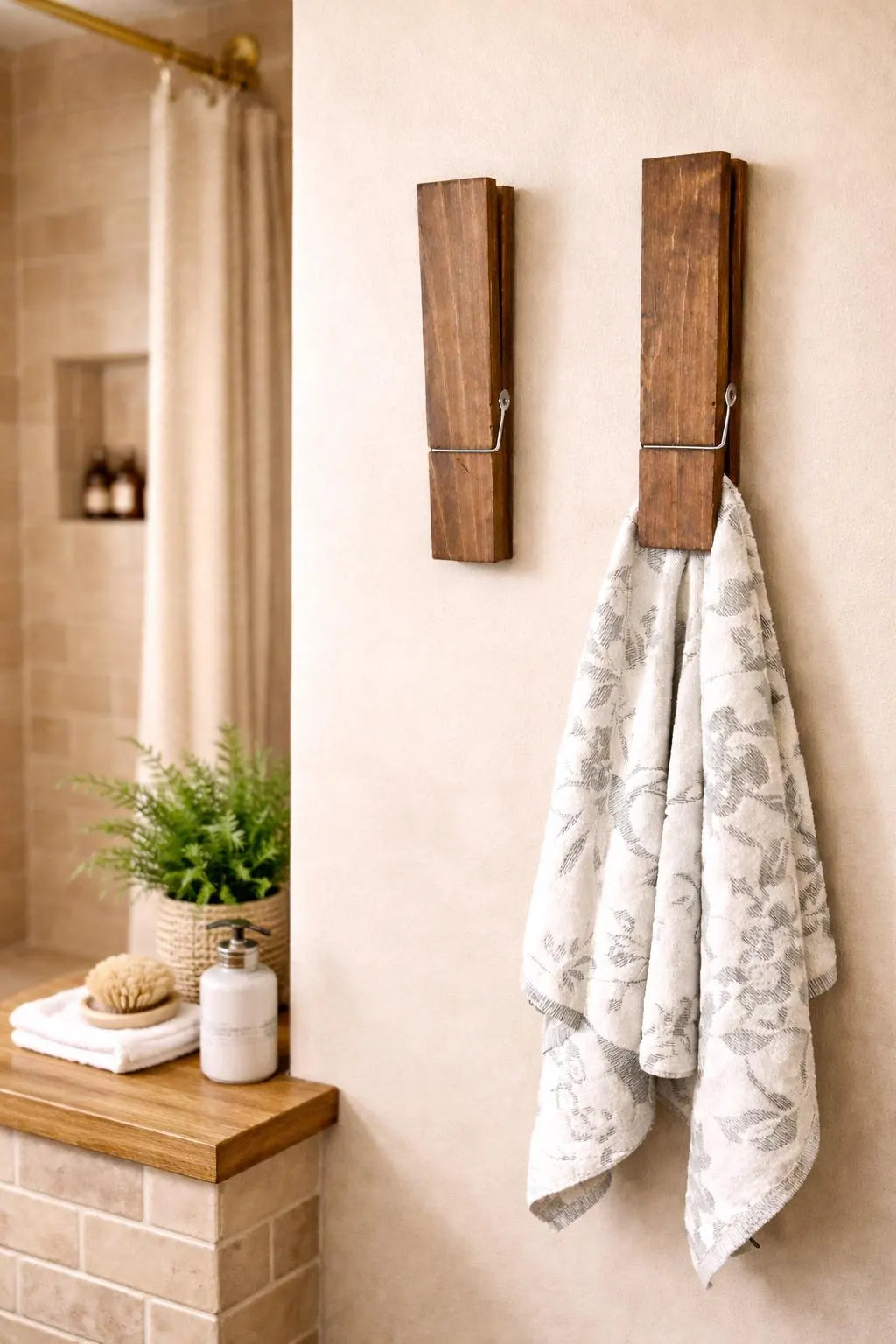 Gancho Decorativo Gigante de Madera para Toallas de Baño