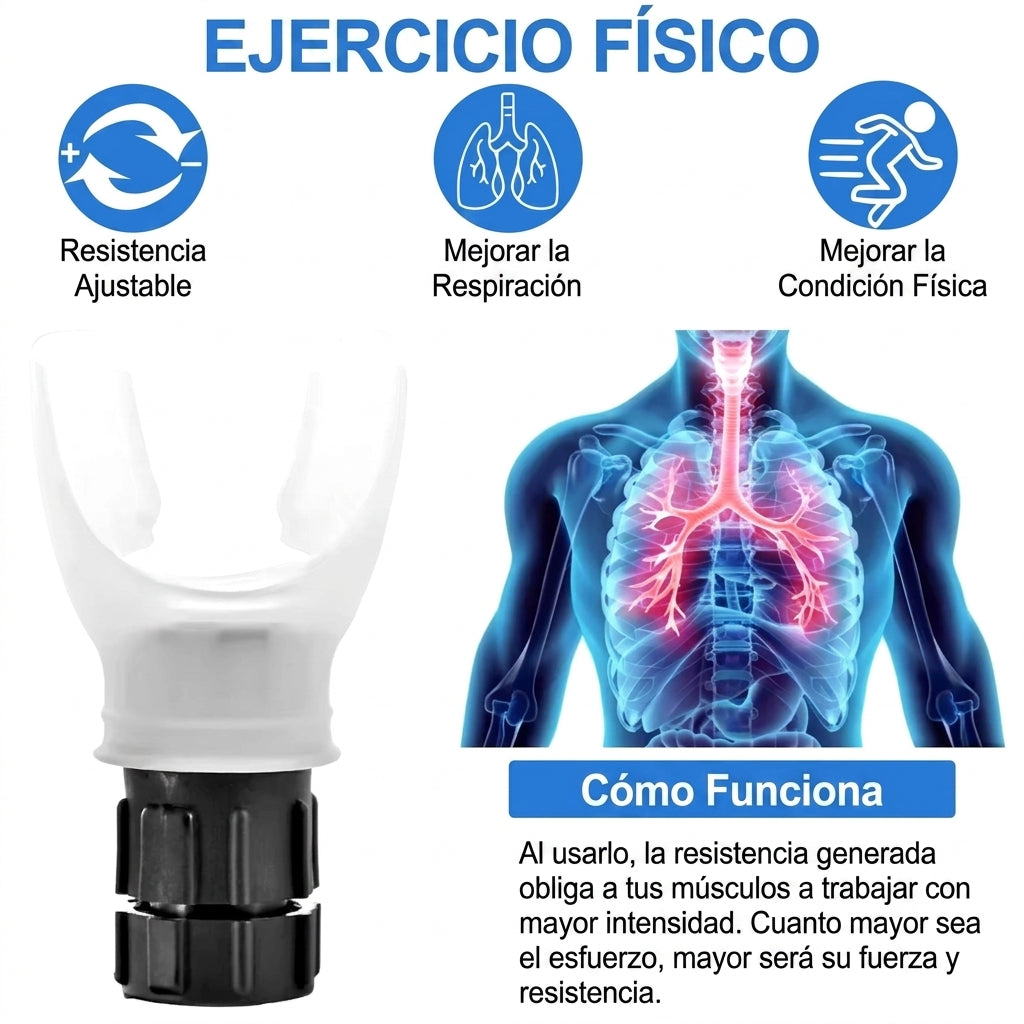 Dispositivo Portátil de Entrenamiento Respiratorio con Resistencia Ajustable